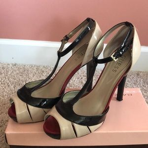 Guess T-Strap Heels Two Tone